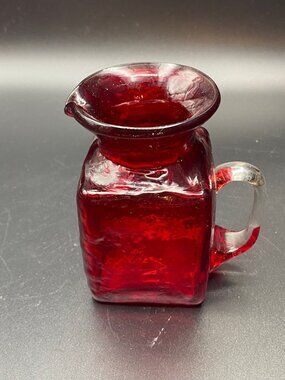 Pilgrim Glass Red Square Pitcher